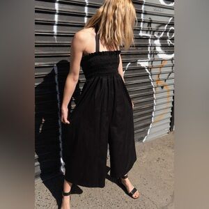 JULIETTE FABBRI Colette Smocked Jumpsuit-Black 
Size 0